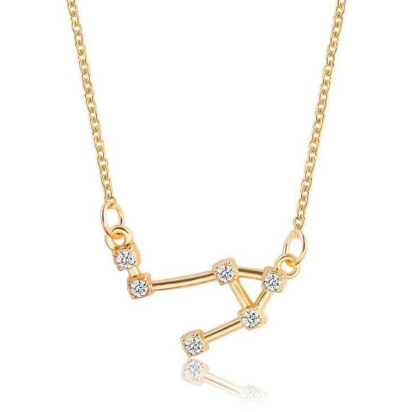 New libra gold crystal adjustable dainty necklace zodiac sign constellation - Picture 1 of 6